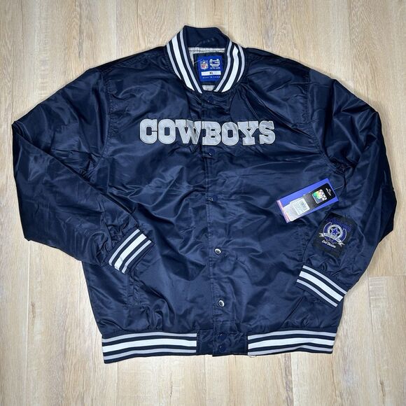 NFL Team Apparel Other - New Men's Dallas Cowboys NFL Team Apparel Satin Full Snap Varsity Navy Jacket XL